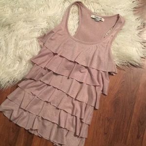Pink ruffled tank